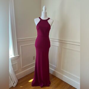 Lulus Joella Berry Red Lace Halter Dress